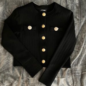 Express Novelty Ribbed Button Cardigan